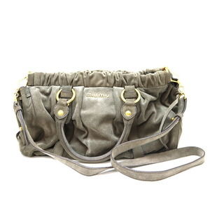 Miu Miu 2WAY Handbag Suede Gray